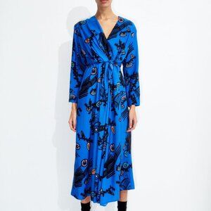 NWT Christian Wijnants Deliah silk blend long sleeve midi dress sz 36/S $574